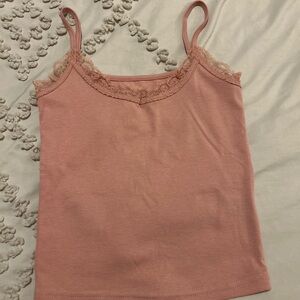 Lace Trim Pink Cami Top